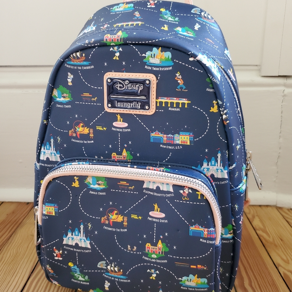 Disney Disneyland anniversary loungefly mini backpack map park used once